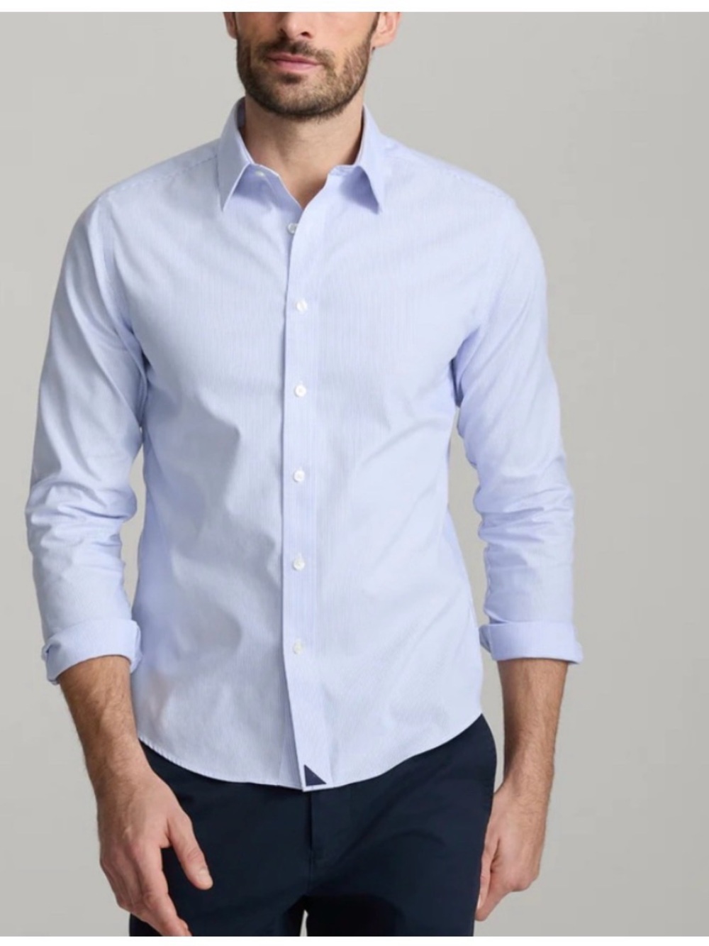 UNTUCKit Bordeaux Wrinkle-Free Slim Fit Blue White Striped Shirt XL